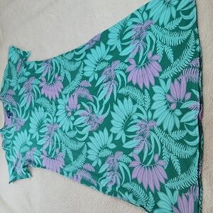 Floral Green and Purple Dress D & Co Beach XLP Petite NWOT